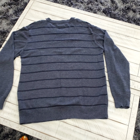 Grey wool pullover diamond pattern V.neck Longsleeve sweater for men size m - Picture 2 of 5